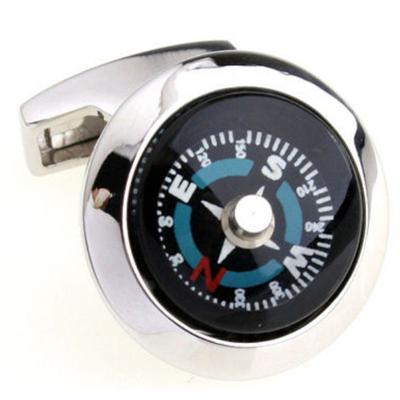 Silver Tone Deluxe Compass Cufflinks.JPG